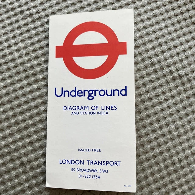 1977 LONDON UNDERGROUND Tube Map Pocket Diagram Journey Planner, Great