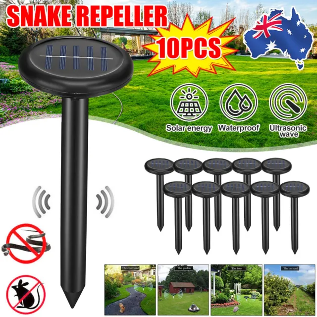 10x Multi Pulse Plus Ultrasonic Solar SNAKE REPELLER Pest Rodent Repellent Kits
