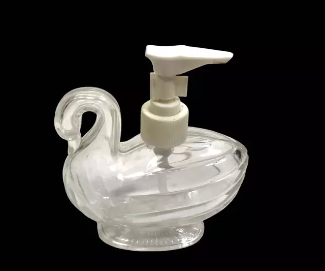 Vintage Clear Plastic Swan Soap Pump Dispenser Decor 1990s Cottagecore Birds