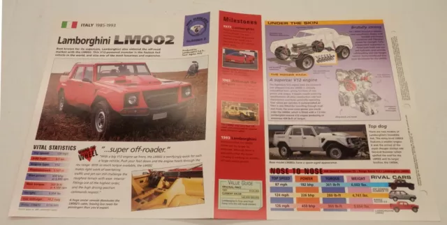 Lamborghini LM002 1985-1993 Rambo SUV Lambo Spec Sheet IMP HOT CARS Brochure