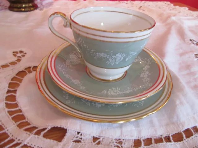 Stunning Vintage bone China  Aynsley Green /gold  & white Trio Cup,saucer ,plate