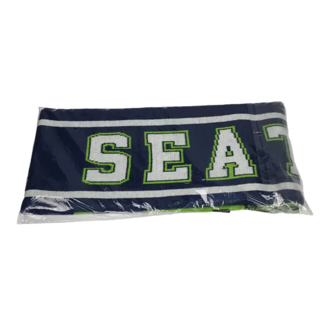 NEW City Hunter USA Seattle Seahawks Logo NFL Fringe Scarf Acrylic Blue Green