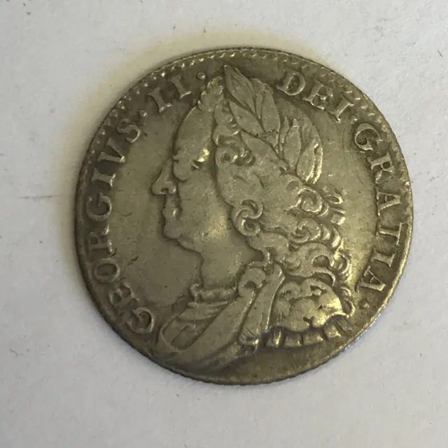 Antique George II Silver Sixpence 6 Pence 1758 Coin