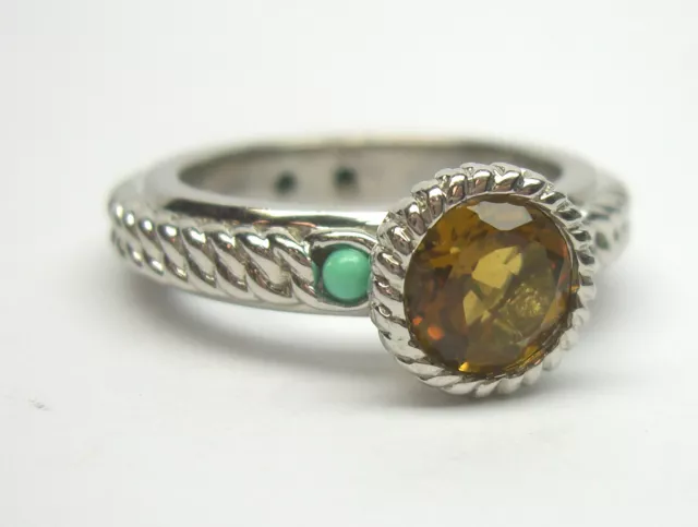 Anthony Nak Atelier Turquoise Sterling Silver 925 Citrine Colored Cz Ring Rope Anthony Nak Atelier Turquoise Sterling Silver 925 Citrine Colored Cz Ring Rope
