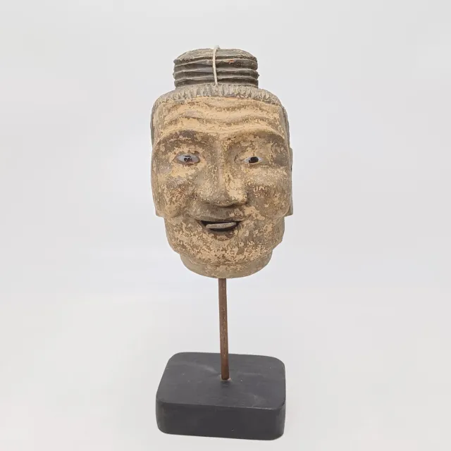 ANTIQUE BURMESE ANIMATED PUPPET HEAD ON STAND. No.1. AWESOME. PRE-OWNED