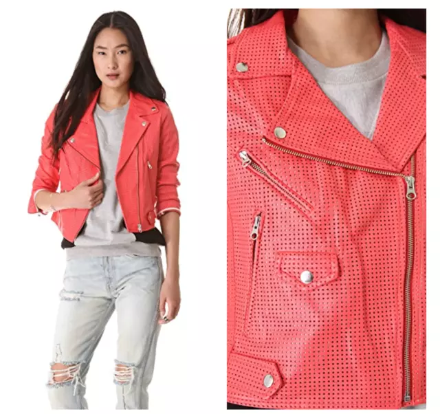 REBECCA MINKOFF Perf Leather Wes Moto jacket sz XS