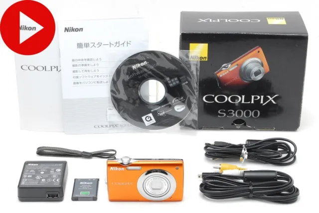 [MINT/Box] Nikon Coolpix S3000 Orang 4x Zoom Digital Camera From JAPAN