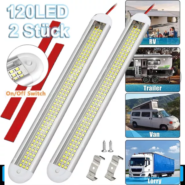 2x 12V LED Innenlicht Bar Streifen Leuchte Lampe für Auto Van Wohnmobil Boot