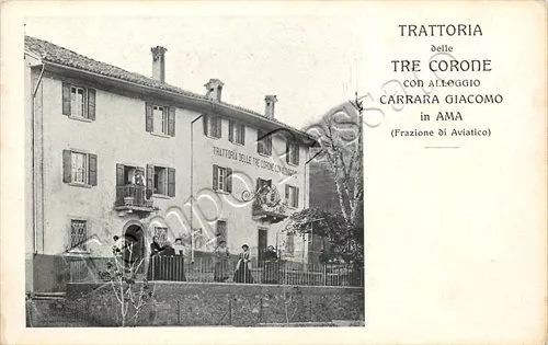Cartolina di Ama (Aviatico), trattoria Tre corone con alloggio - Bergamo