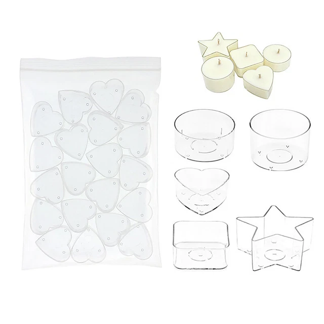10/20pcs Tealight Candle Cup Acrylic Wax Jar DIY Mini Round Heart Candle Cup LEI