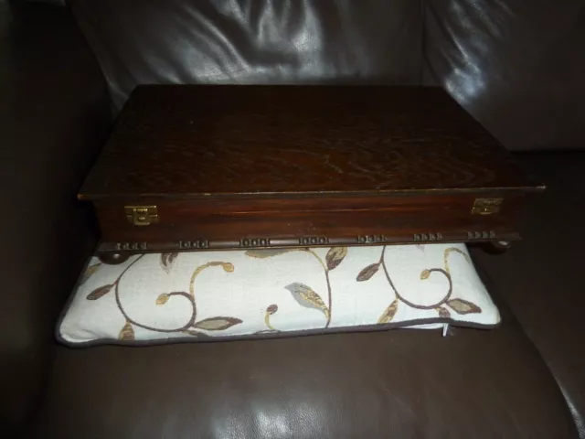 Vintage Wooden  Oak Canteen Of Cutlery Box Empty Beaded Detail