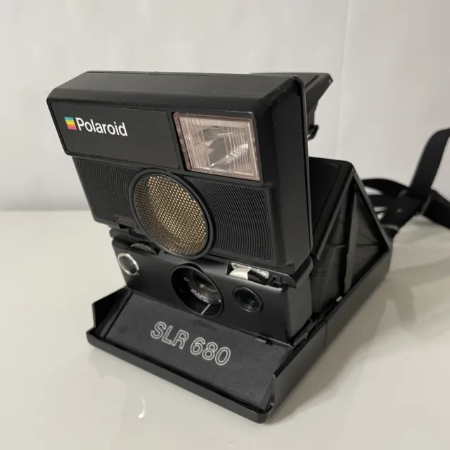 ***Tested & working***Polaroid SLR 680 Instant Camera + sangle + sacoche en cuir