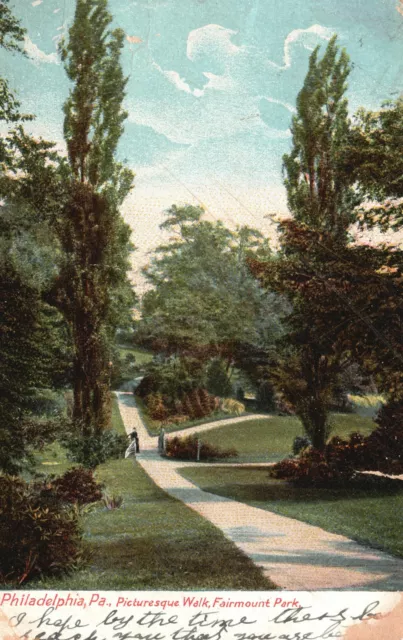 Vintage Postcard 1906 Picturesque Walk Fairmount Park Philadelphia Pennsylvania