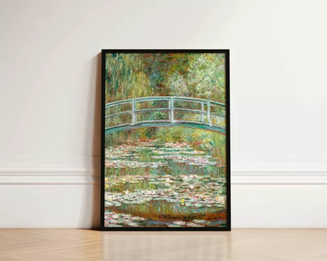 Claude Monet Poster Lillies Under Bridge Nature Scene Wall Art Exhibition Print