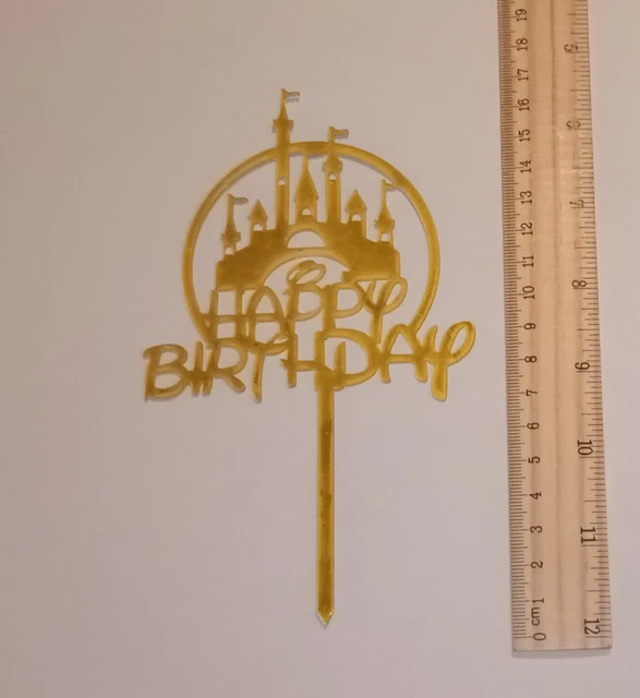 GOLD DISNEY PRINCESS Castle Cake Topper Happy Birthday Party Decoration ...