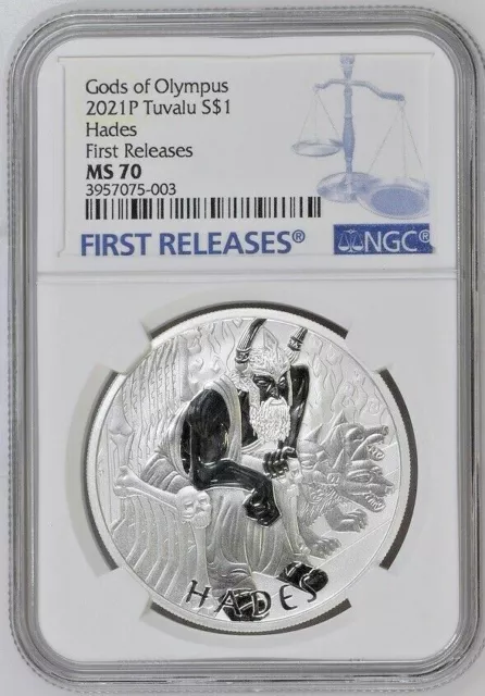 2021P Tuvalu Hades First Releases Gods of Olympus Silver COIN NGC MS 70 FR