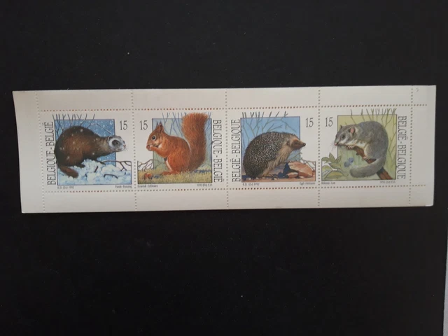 Carnet de timbres neufs de belgique " Les rongeurs mustélidés" de 1992