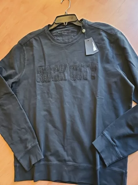 John Varvatos Star USA Sweatshirt "ROCK CITY"Mens Large Black  Sweater New