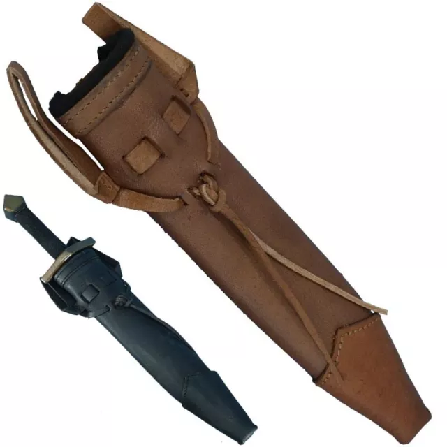 Quality Leather Dagger Scabbard Perfect For Stage Costume Or LARP Black & Brown