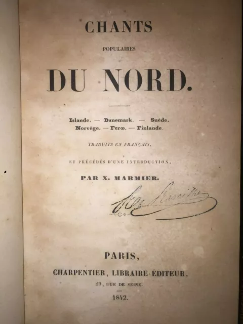 Chants populaires du Nord par Marmier Islande Danemark Suède Norvège 1842