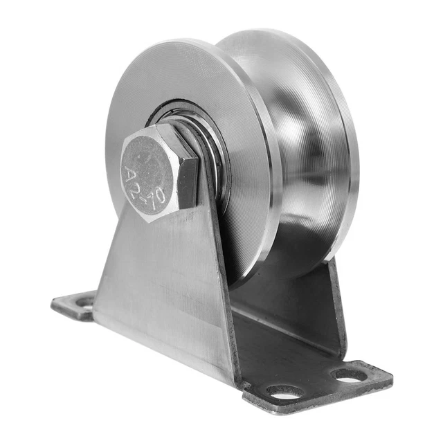 2 piezas de acero inoxidable en forma de U ranura rueda polea puerta corredera (plata)