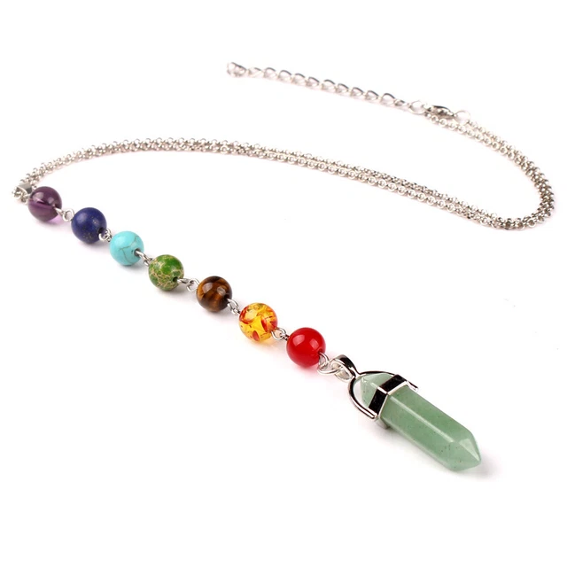 Natural Green Aventurine Gems Stone Pendulum Chakra Necklace Pendant Wholesale