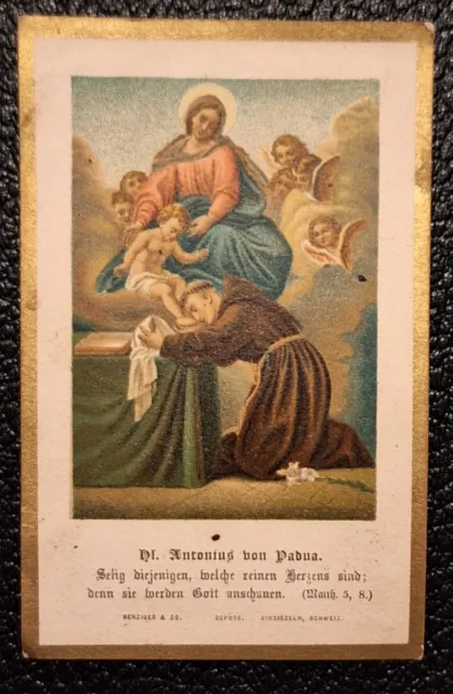 Altes Andachtsbild, o. J., Hl. Antonius v. Padua, Einsiedeln, Schweiz, Holy Card