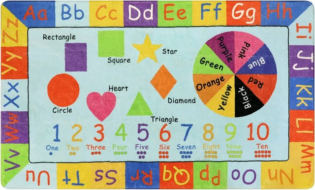 Non Slip Kids Rug Baby Play Mat Alphabet Numbers Nursery Rug Bedroom Kids Room