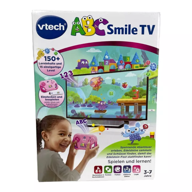 VTech ABC Smile TV Blau – Kabellose Lernkonsole mit HDMI-Stick für den Fernseher