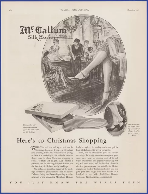Vintage 1926 McCALLUM Silk Hosiery Lingerie Christmas Holiday Gift 20's Print Ad