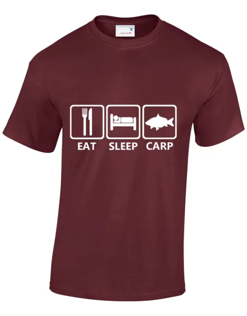 T-Shirt Da Uomo Eat Sleep Carp Esca Fly Fishy Rod Gancio Erba Comune Specchio S-Xxxl
