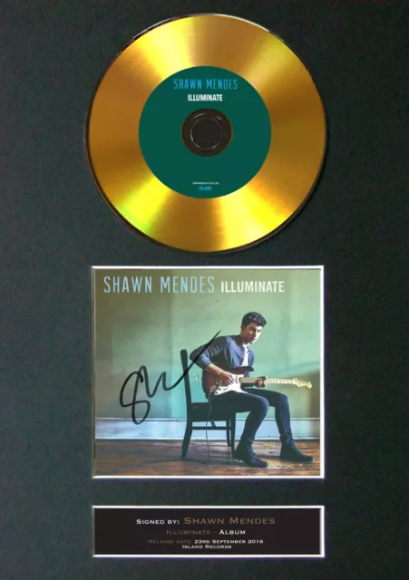 SHAWN MENDES GOLD CD Illuminate Mounted Signed Autograph Print A4 #80