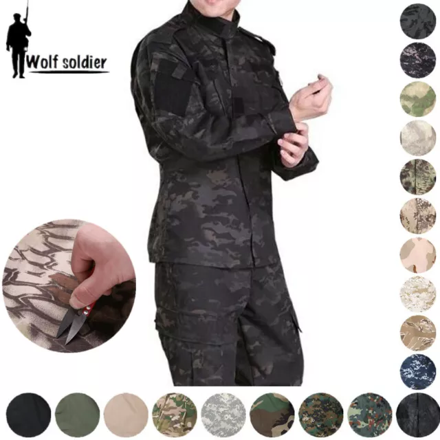 MENS ARMY MILITARY Tactical Combat Jacket Pants Sets SWAT Camouflage ...