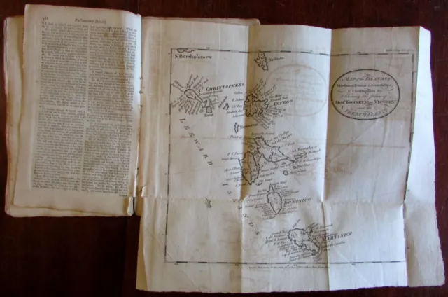 Caribbean Leeward Islands 1782 rare map Martinique Adm. Rodney Naval Victory 3