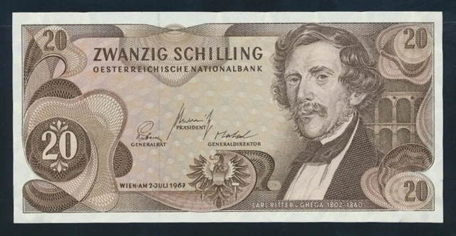 Austria: 2-7-1967 (1968) 20 Schilling RARE LUCKY NO "555". P142a UNC Lt handling