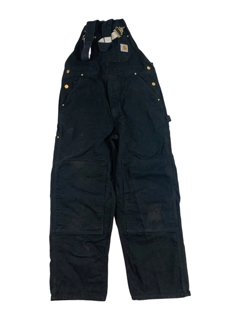 Carhartt Bibs Overalls Double Knee Black Duck Canvas Mens 36x30