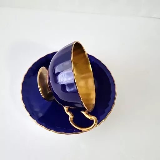 Rare Aynsley Cobalt Blue and All Gold Teacup Cup & Saucer Fine English Bone 3