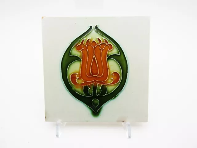 ANTIQUE ART NOUVEAU TILE by Minton Hollins & Co. England Vintage Majolica #3