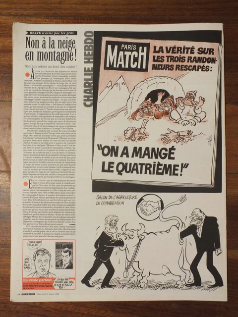 CHARLIE HEBDO N°350 Mars 1999 - Couverture Charb, Paris Match EUR 4,00