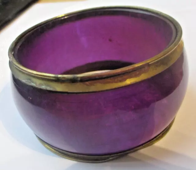 Large bracelet manchette rigide en bronze magnifique violet superbe bijou rétro 2