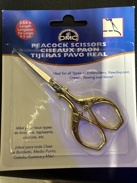 Tijeras bordadas de pavo real 4 pulgadas chapadas en oro 077540100767