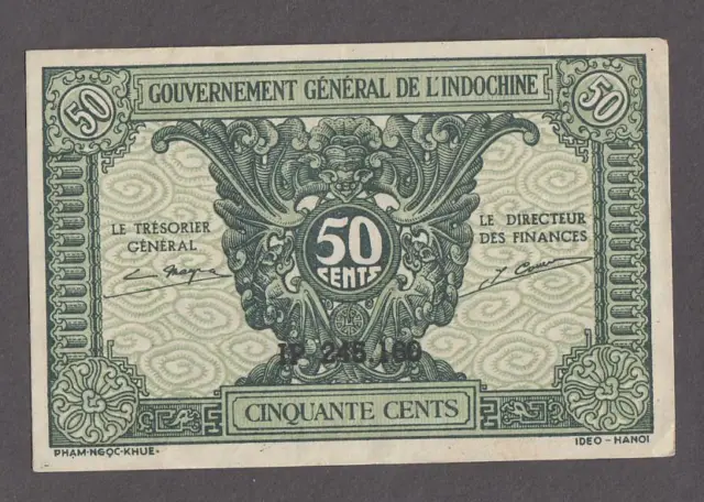 French Indochina 50 Cents Banknote P-91a ND-1942  AUNC