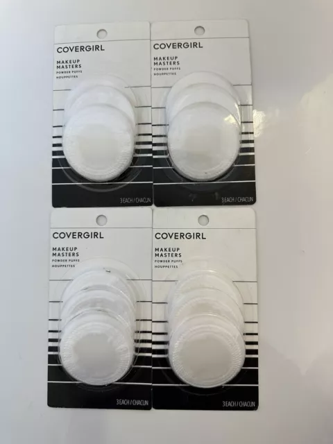 4 X CoverGirl Makeup Masters Powder Puffs, 3 Ct Per Pack~New