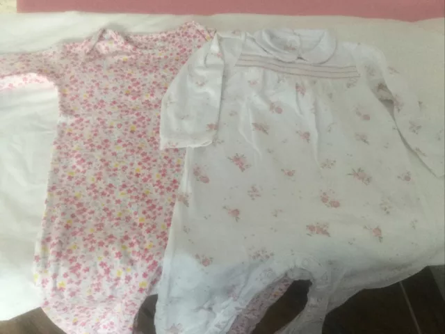 2xbaby girl sleepsuits 9/12 Months White Company And Mothercare