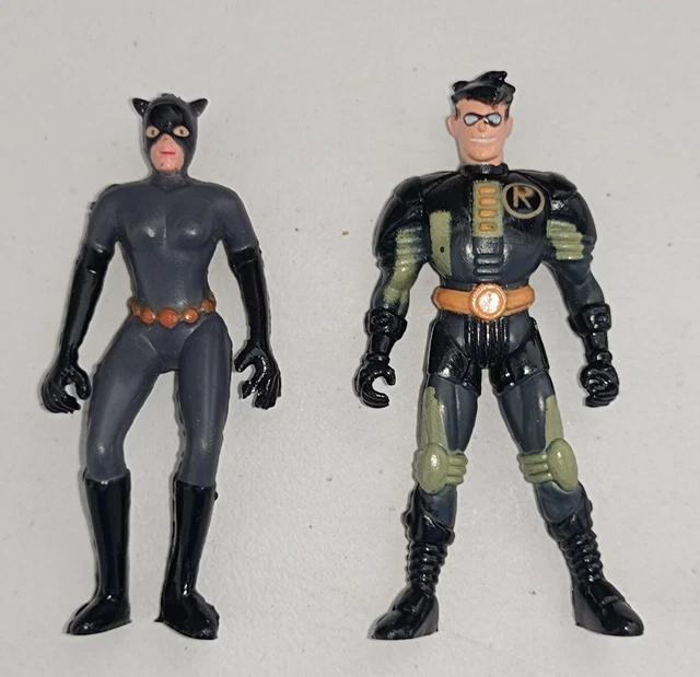 LOT 2 FIGURINES PVC Batman Animated Robin & Catwoman Vintage A-1 no