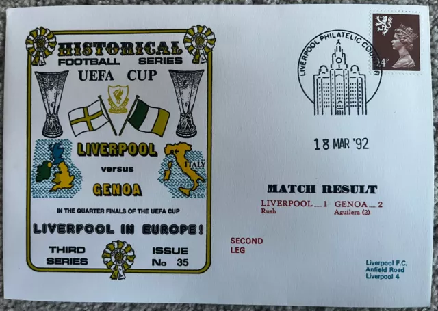 Liverpool v Genoa 18th March 1992 Dawn First Day Cover