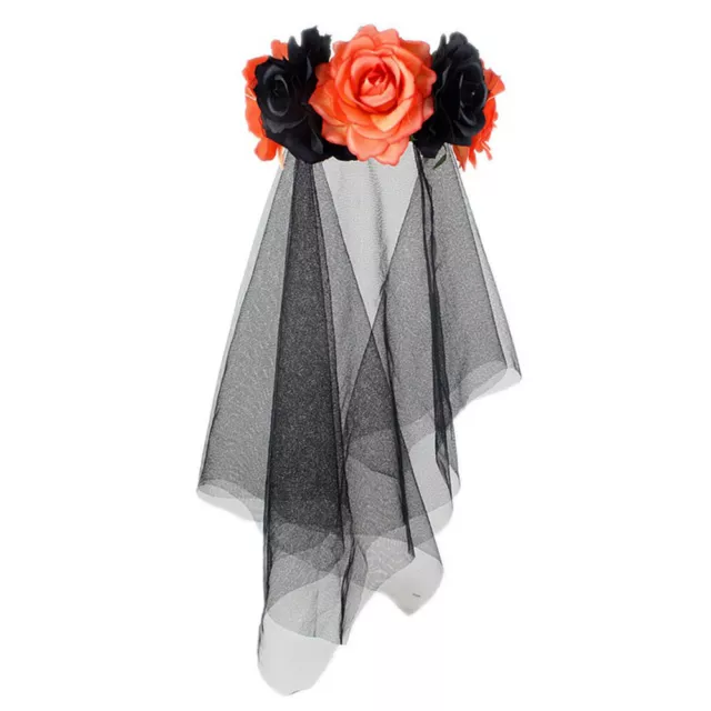 Accessoires Pour Cheveux Cosplay Bandeau Voile D'halloween Fleurs De Roses . 3