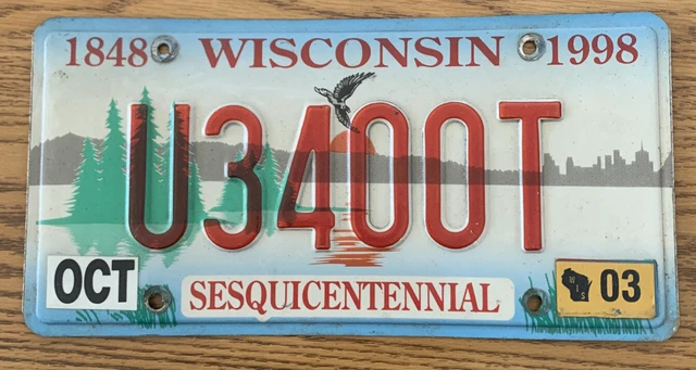 VINTAGE LICENSE PLATE Wisconsin Auto Sesquicentennial Man Cave Garage