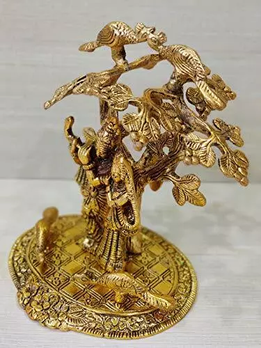 Metal Radha Krishna Tree Idol Gold Plated Statue For Home,Office Decor Showpiece 2