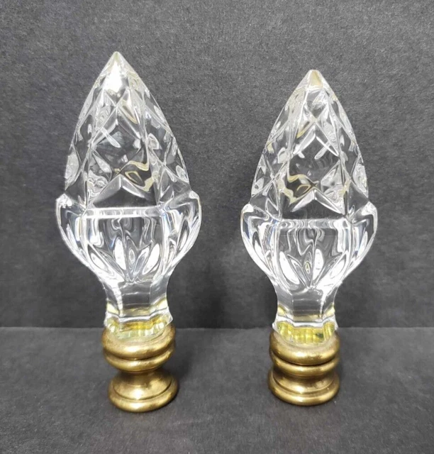 Waterford Crystal PAIR of Acorn Lamp Finials Made In Ireland Waterford Crystal PAIR of Acorn Lamp Finials Made In Ireland